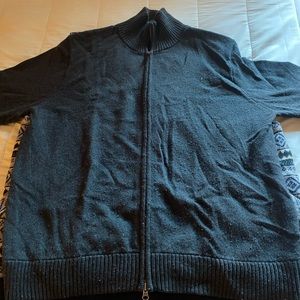 Vintage J. Crew dark grey full zip merino wool cardigan.  Moderately used.